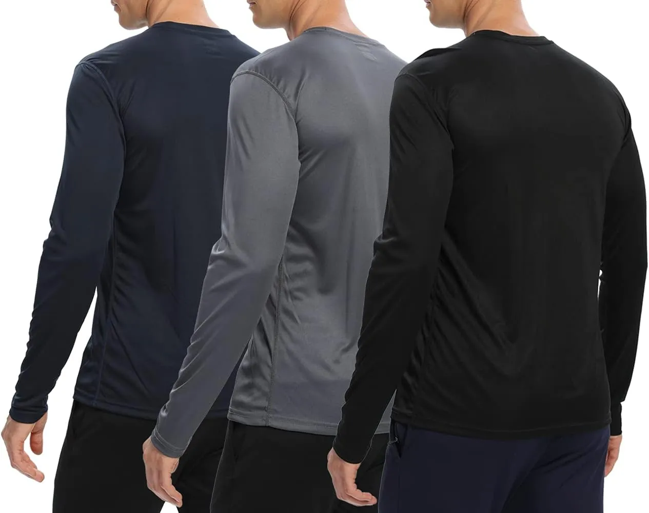 1/3 /6 Pack Men’s Long Sleeve T Shirts,Running Sun Protection UPF 50  Shirts Quick-Dry Lightweight Workout T-Shirts