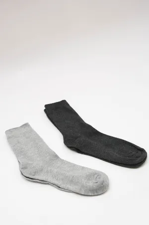 2 pack ribbed socks / charcoal & grey