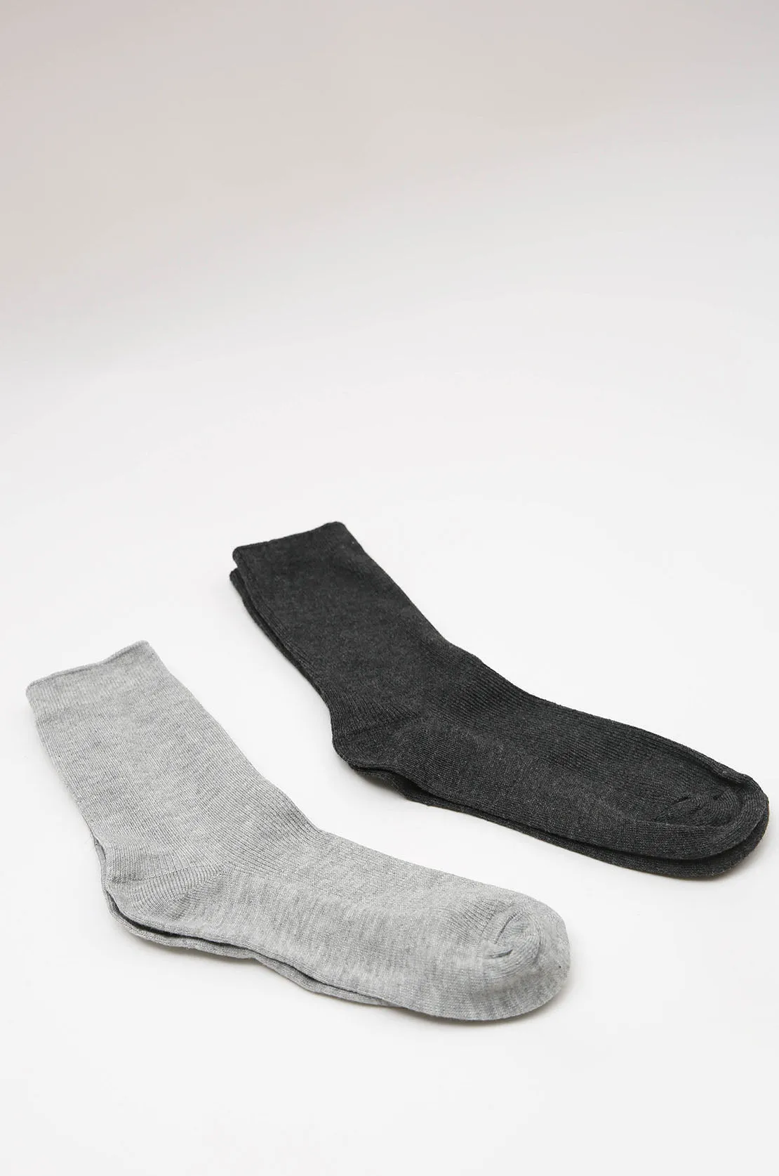2 pack ribbed socks / charcoal & grey