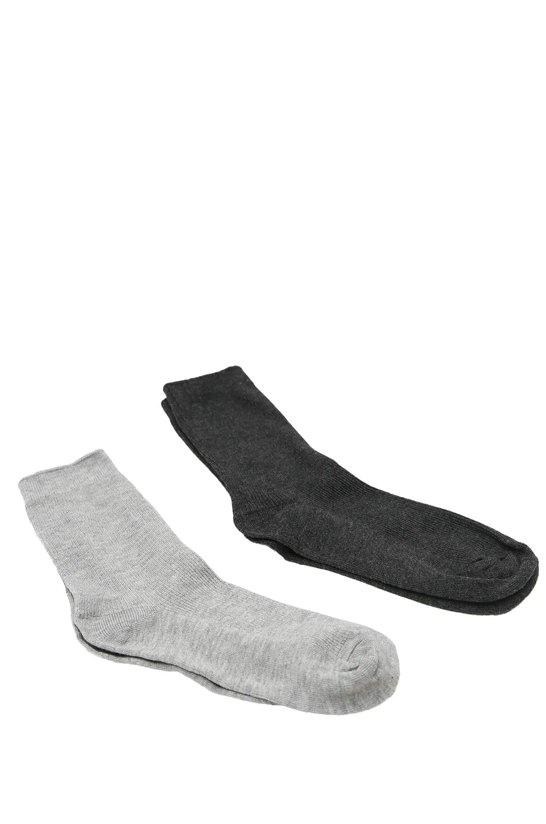 2 pack ribbed socks / charcoal & grey