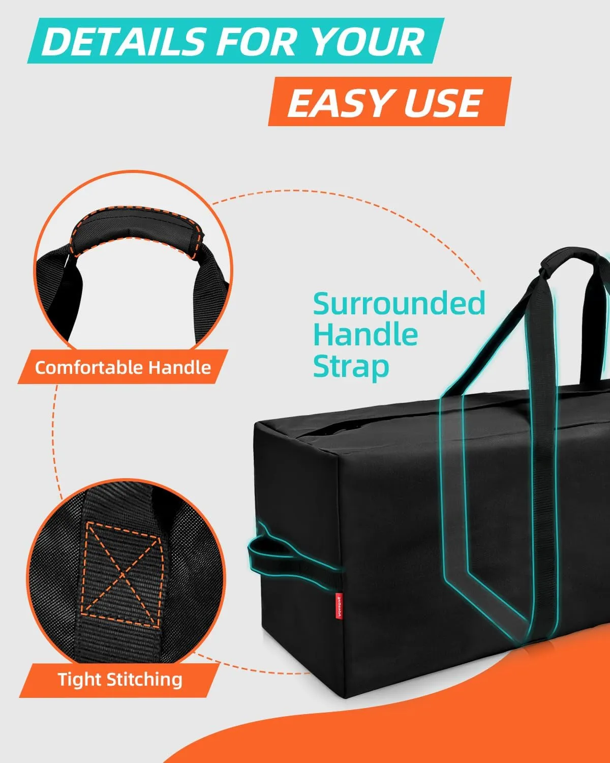 48'' Sports Duffle Bag - Extra Large Travel Duffel Tote Bag Gym Overnight Weekender Shopping Christmas Tree Bag with 2-Way Durable Zippers Water Resistant, Black, 2 Pack