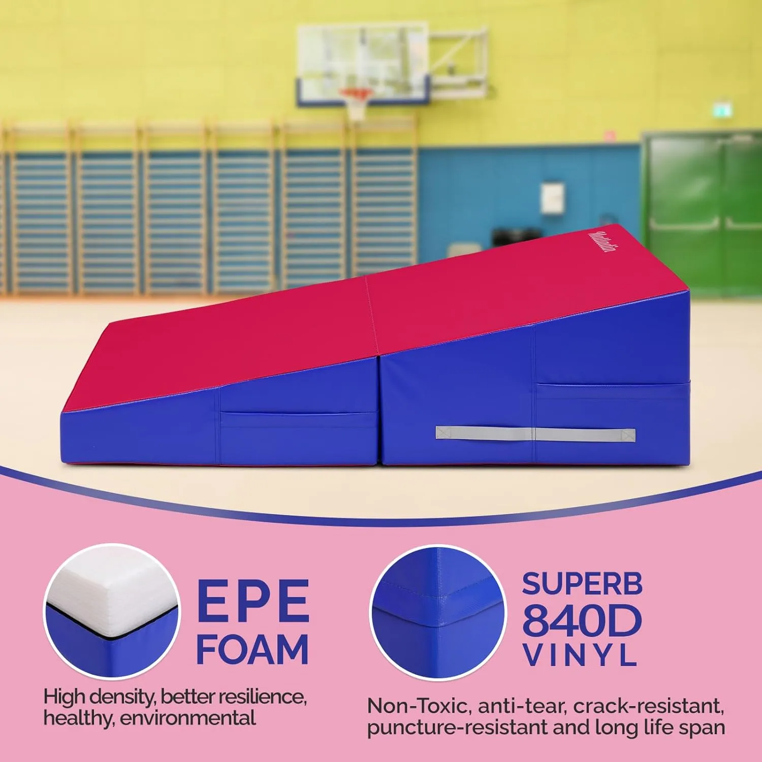 48"x24"x14" Tumbling Mat - Folding Gymnastics Cheese Wedge Mat for Kids, Girls Home Training