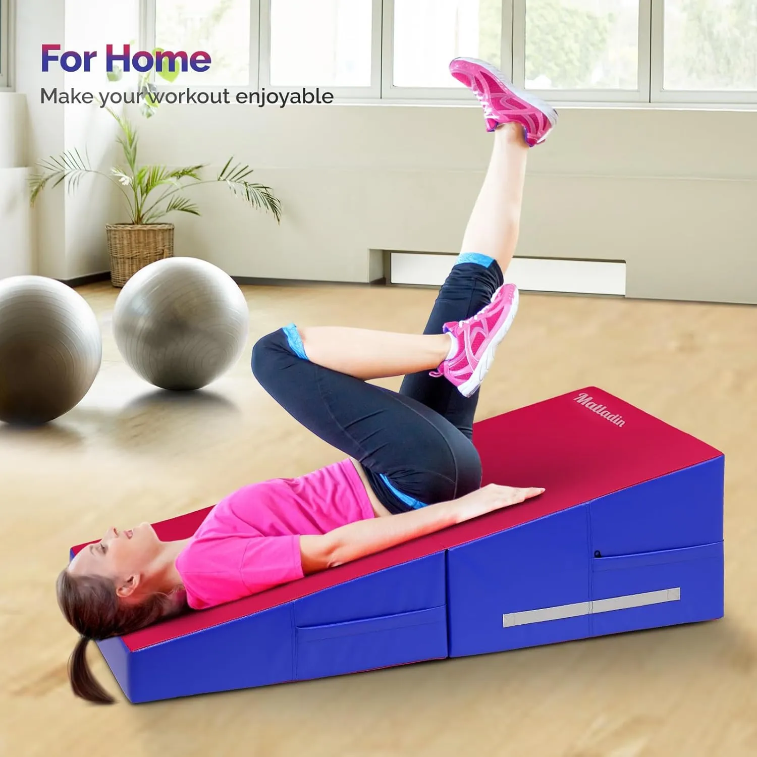 48"x24"x14" Tumbling Mat - Folding Gymnastics Cheese Wedge Mat for Kids, Girls Home Training