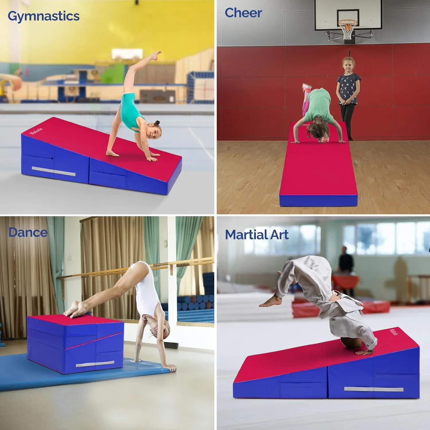 48"x24"x14" Tumbling Mat - Folding Gymnastics Cheese Wedge Mat for Kids, Girls Home Training