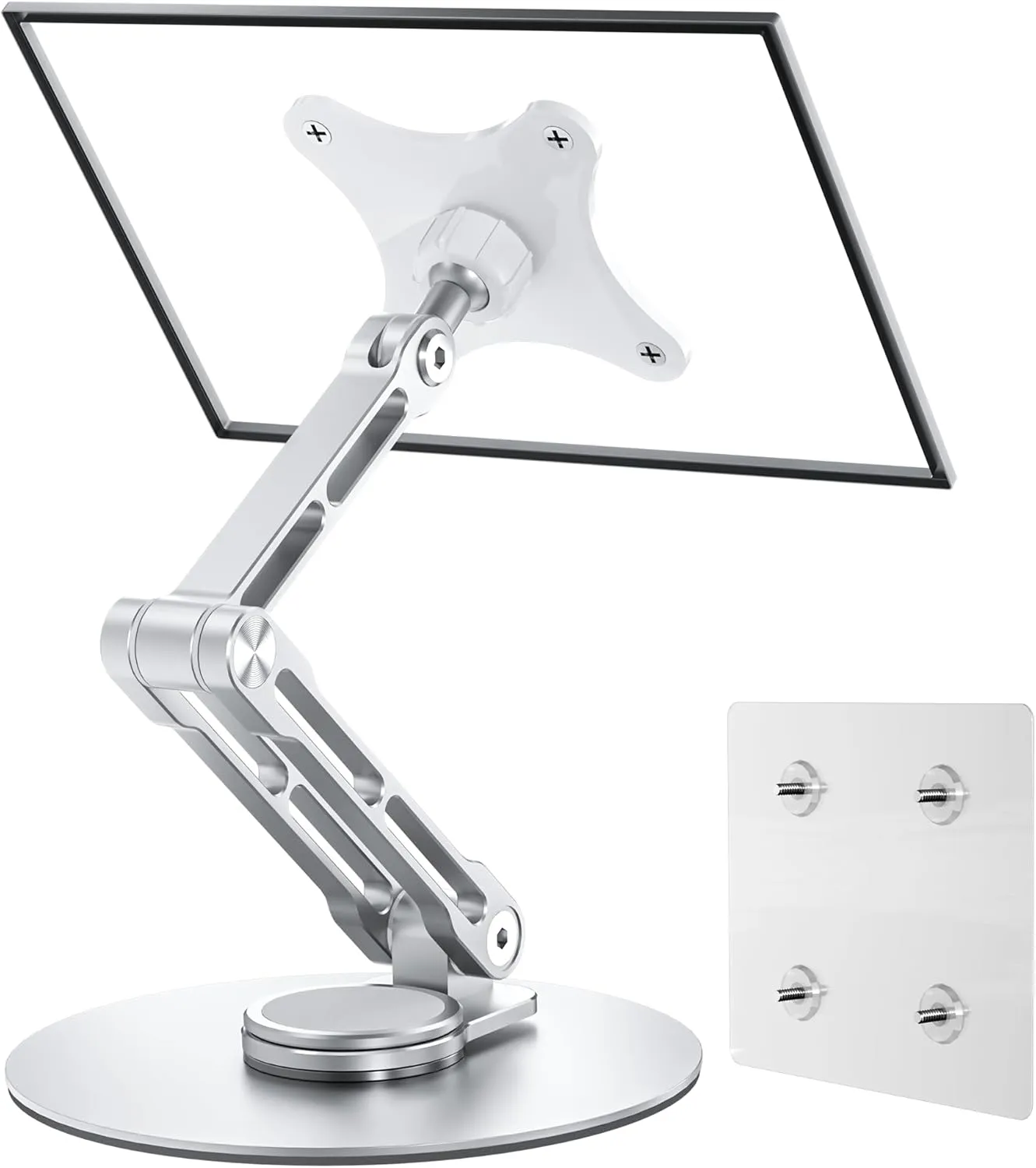 75mm VESA Mount Monitor Stand - Foldable Small Monitor Stand for10 13" 15.6" 16" 17" 17.3inch Portable Monitor Stand Lay Flat support VESA 75*75mm (White)