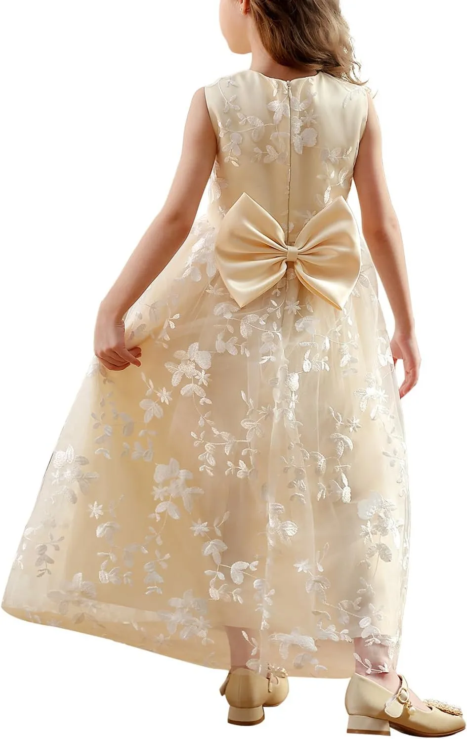 A line Wedding Pageant Lace Flower Girl Dress with Belt 2-12 Year Old