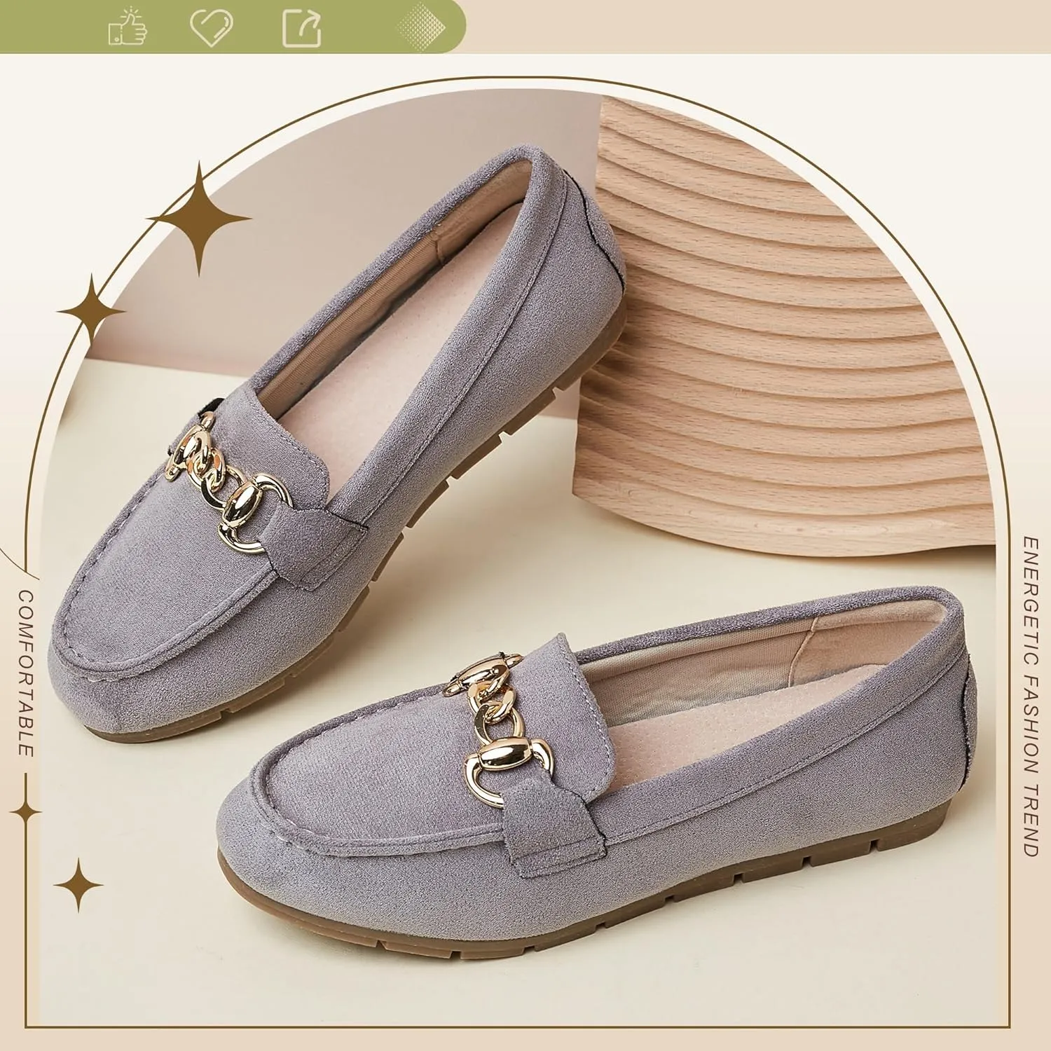 ABEJOJO Women's Loafer Shoes, Comfortable Slip on Casual Flat Penny Shoes for Walking, Driving, Dressy