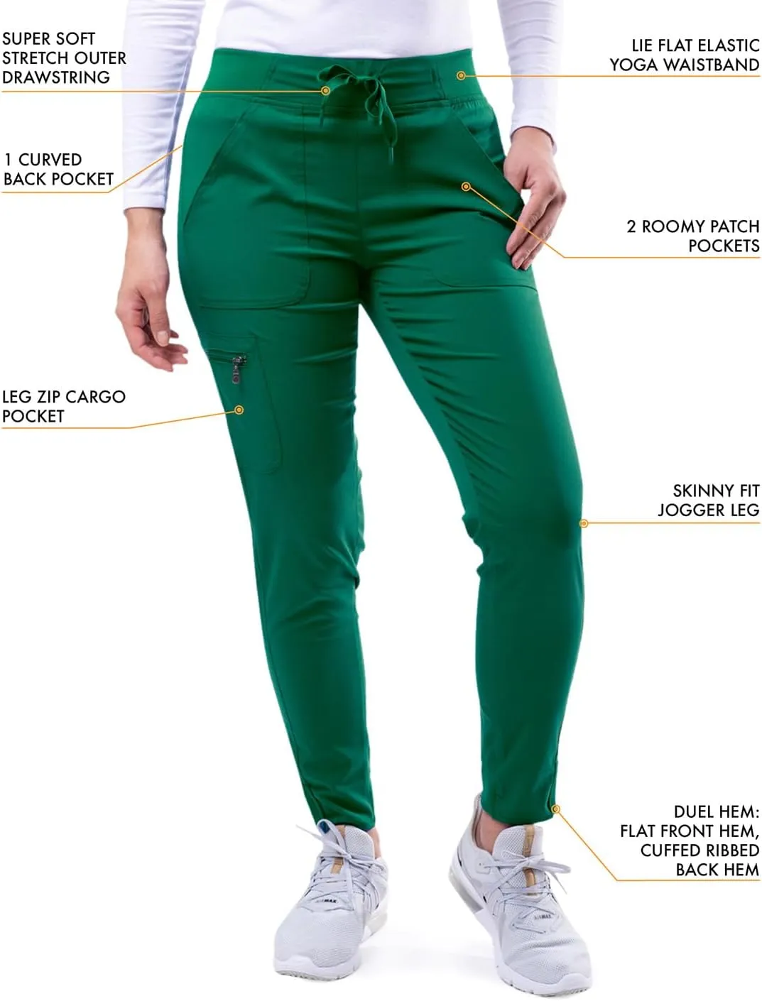 Adar Pro Movement Booster Scrub Set for Women - Sweetheart V-Neck Scrub Top & Yoga Jogger Scrub Pants