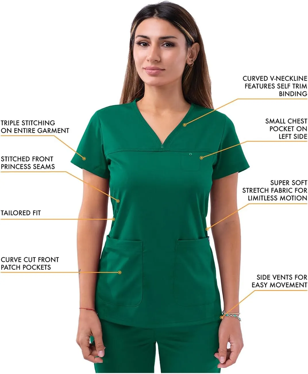Adar Pro Movement Booster Scrub Set for Women - Sweetheart V-Neck Scrub Top & Yoga Jogger Scrub Pants