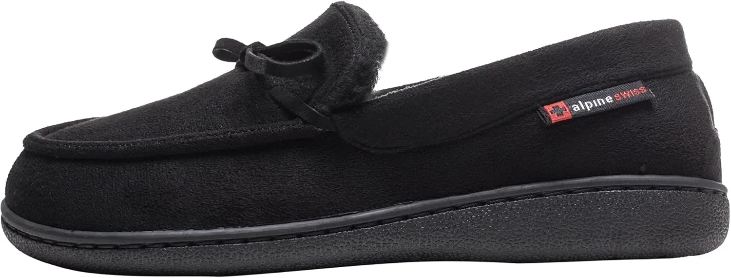 Alpine Swiss Vayla Womens Moccasin Slippers Warm Shearling Comfortable House Shoes
