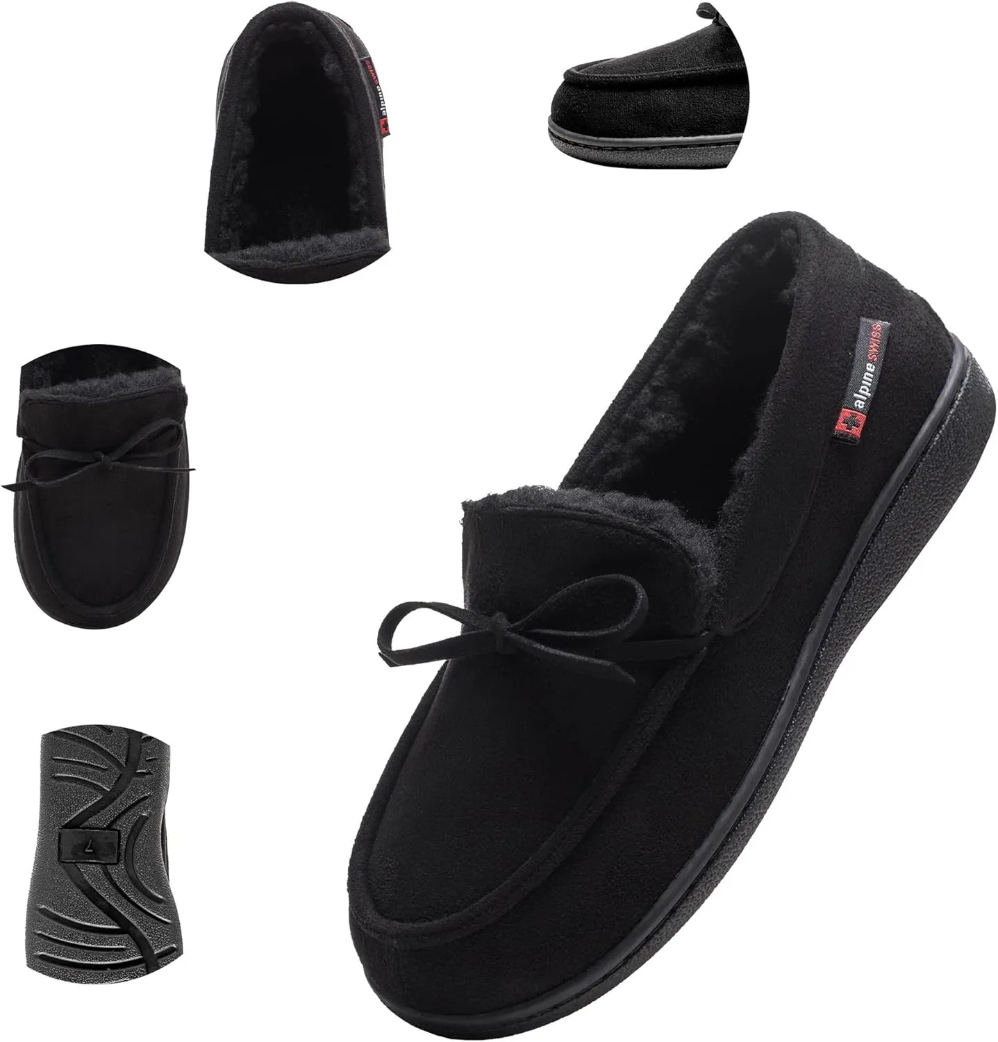 Alpine Swiss Vayla Womens Moccasin Slippers Warm Shearling Comfortable House Shoes
