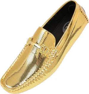 Amali Driving Moccasins, Faux Leather with Enamel Horse-Bit Ornament & Soft Lining, Comfortable & Stylish Mens Dress Loafers for Everyday Wear