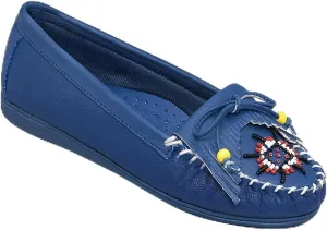 AmeriMark Beaded Moccasin Slip-Ons - Leather and Faux Suede Loafers, Arch Support and Padding, Driving Mocs - Comfortable and Stylish Shoes