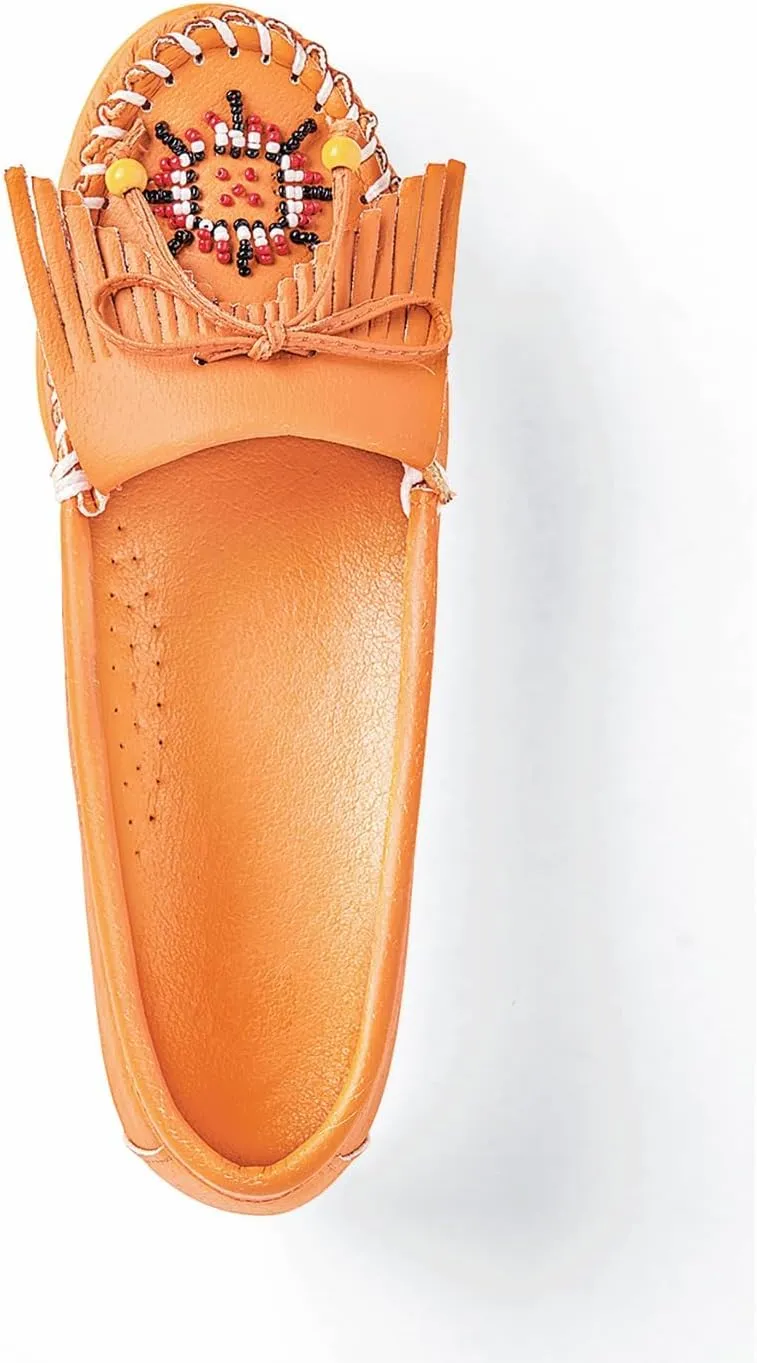 AmeriMark Beaded Moccasin Slip-Ons - Leather and Faux Suede Loafers, Arch Support and Padding, Driving Mocs - Comfortable and Stylish Shoes