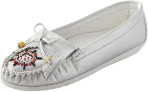 AmeriMark Beaded Moccasin Slip-Ons - Leather and Faux Suede Loafers, Arch Support and Padding, Driving Mocs - Comfortable and Stylish Shoes