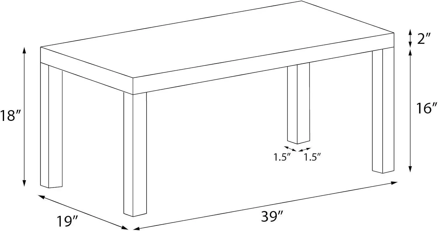 Ameriwood Home Black Coffee Table Parsons Coffee Table for Living Room, Black Oak