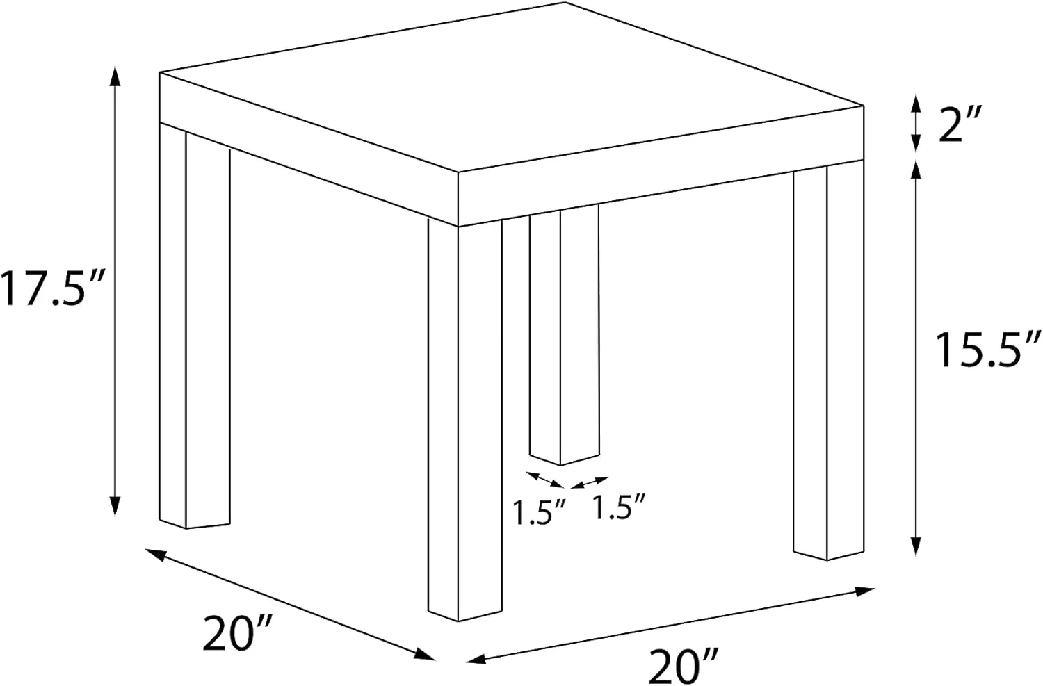 Ameriwood Home Parsons End Table, White
