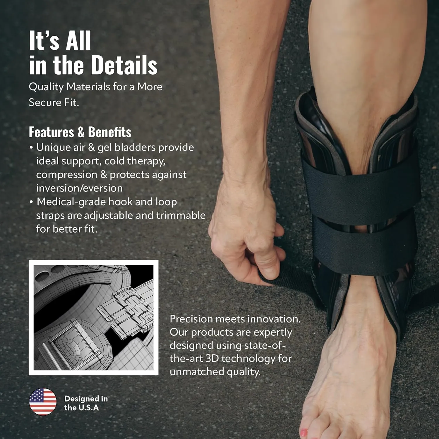 AnklePro Air Gel Stirrup Ankle Brace, Hard Core Side Stabilizer With Removable Cold Therapy Air Cushion & Gel Pad for Ankles, Ankle Brace for Women and Men, Ankle Support, Trainer, Black