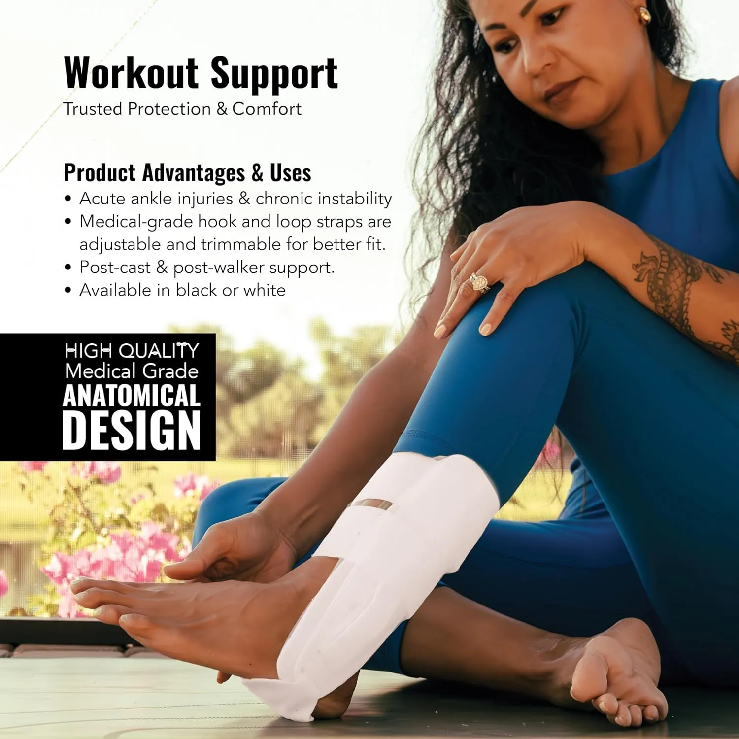 AnklePro Air Gel Stirrup Ankle Brace, Hard Core Side Stabilizer With Removable Cold Therapy Air Cushion & Gel Pad for Ankles, Ankle Brace for Women and Men, Ankle Support, Trainer, Black
