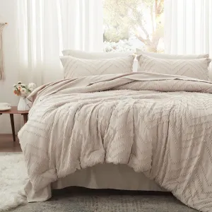 Anluoer Twin Comforter Set, Khaki Tufted Bed in a Bag 5 Pieces with comforters and Sheets, All Season Bedding Sets with 1 Comforter, 1 PillowShams, 1 Pillowcases, 1 Flat Sheet, 1 Fitted Sheet