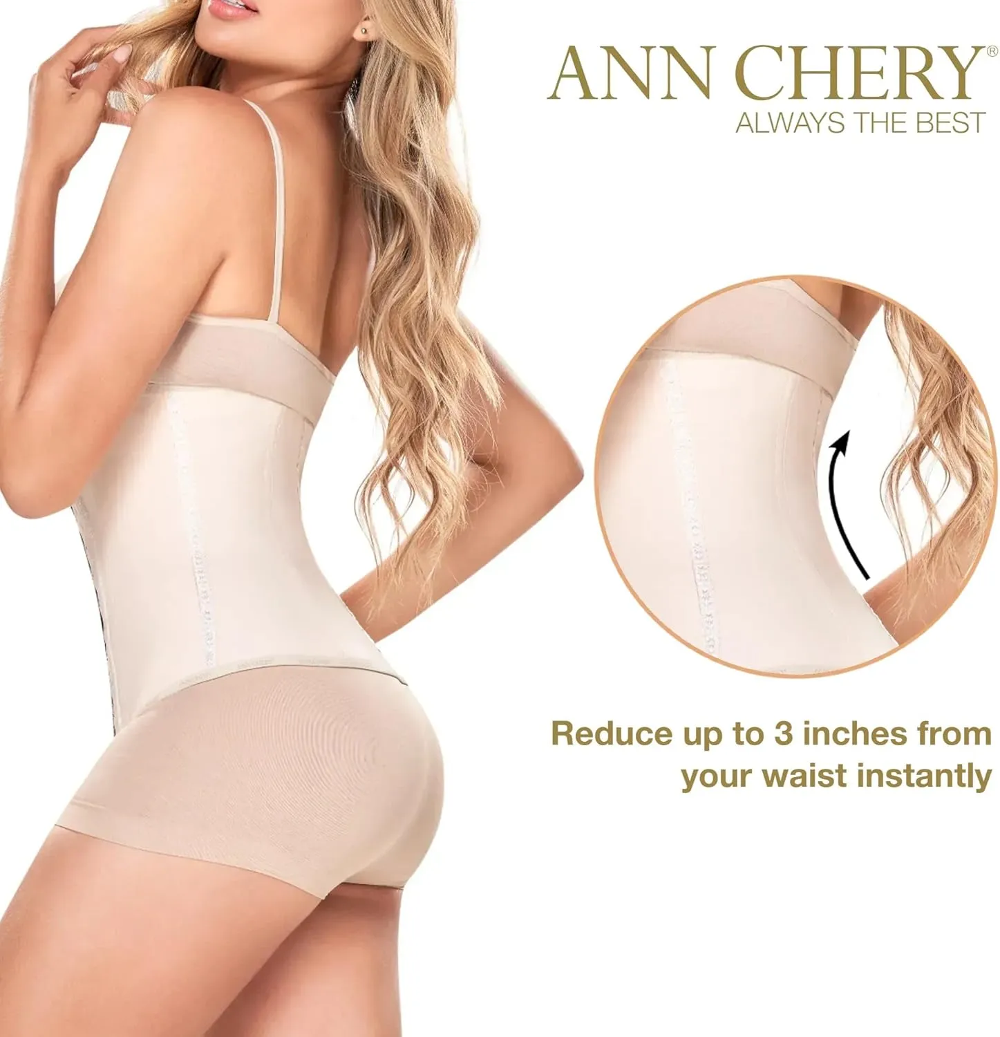 Ann Chery Corset Waist Trainer for Women’s Weight Loss - Colombian Waist Cincher - 2 Hook Latex Body Shaper