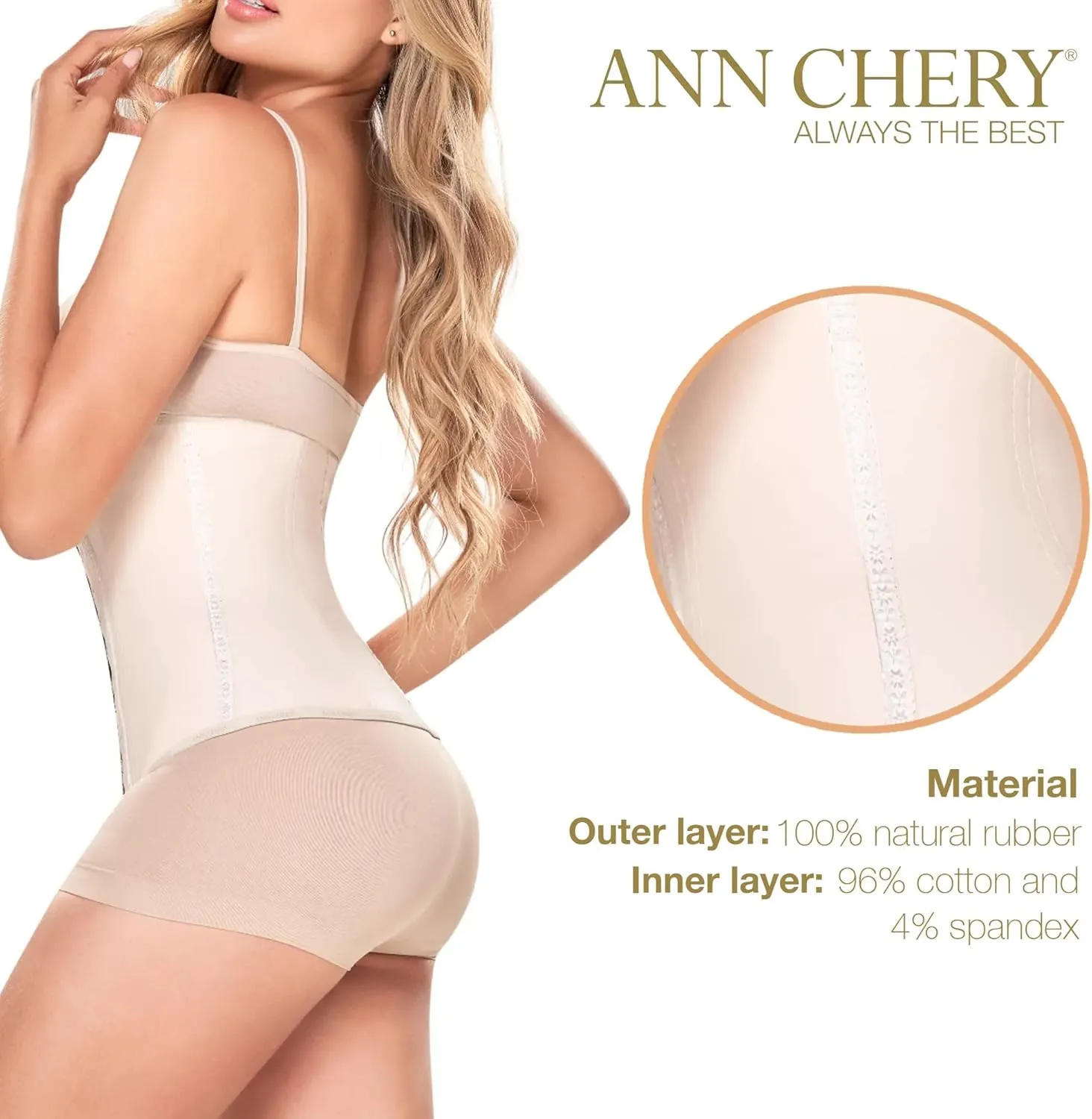 Ann Chery Corset Waist Trainer for Women’s Weight Loss - Colombian Waist Cincher - 2 Hook Latex Body Shaper