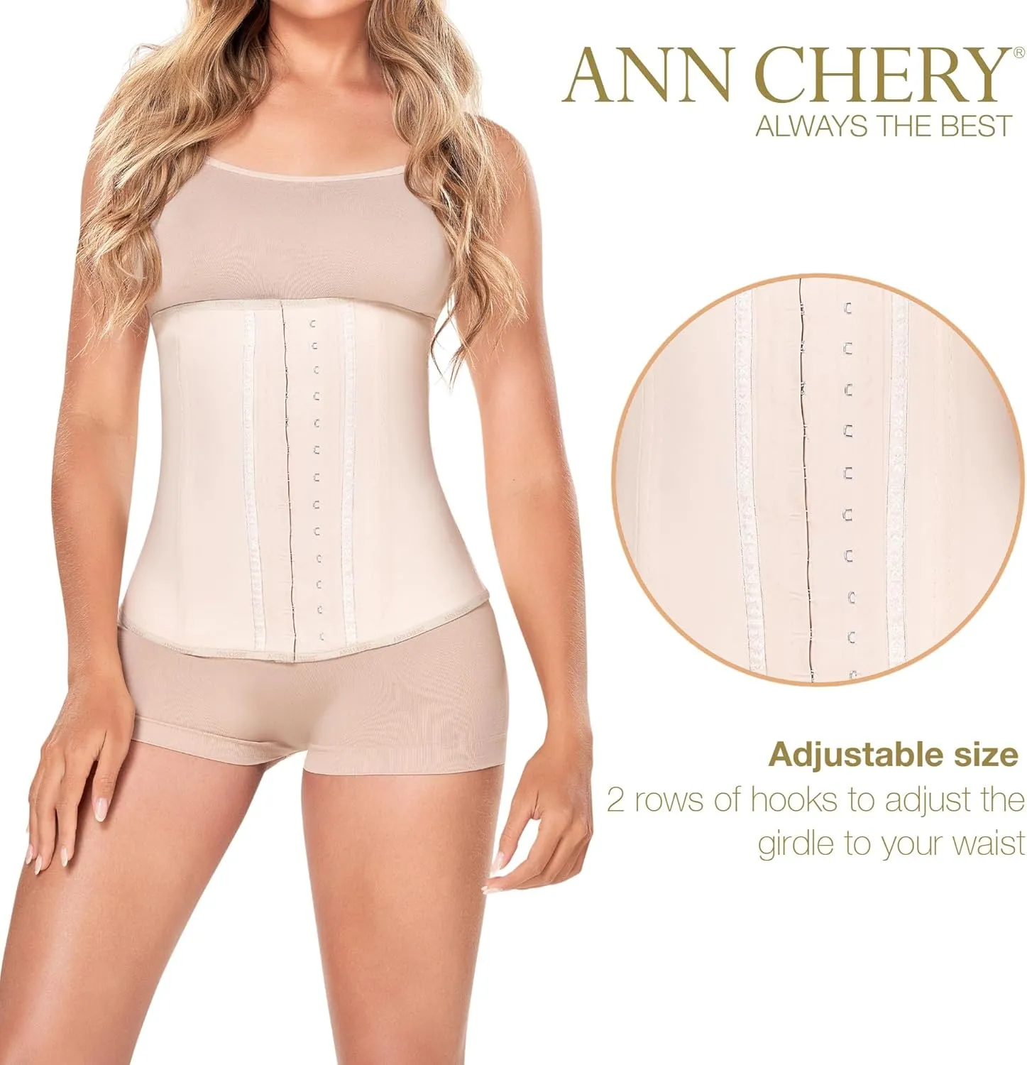 Ann Chery Corset Waist Trainer for Women’s Weight Loss - Colombian Waist Cincher - 2 Hook Latex Body Shaper