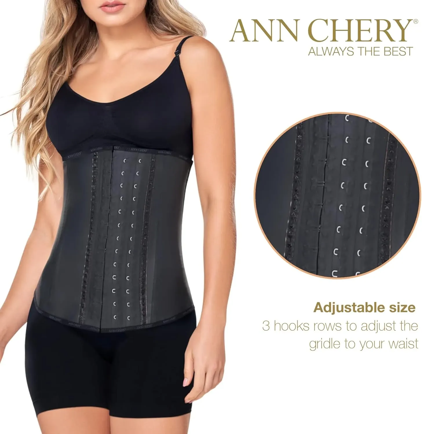 Ann Chery Corset Waist Trainer for Women’s Weight Loss - Colombian Waist Cincher - 3 Hook Latex Body Shaper