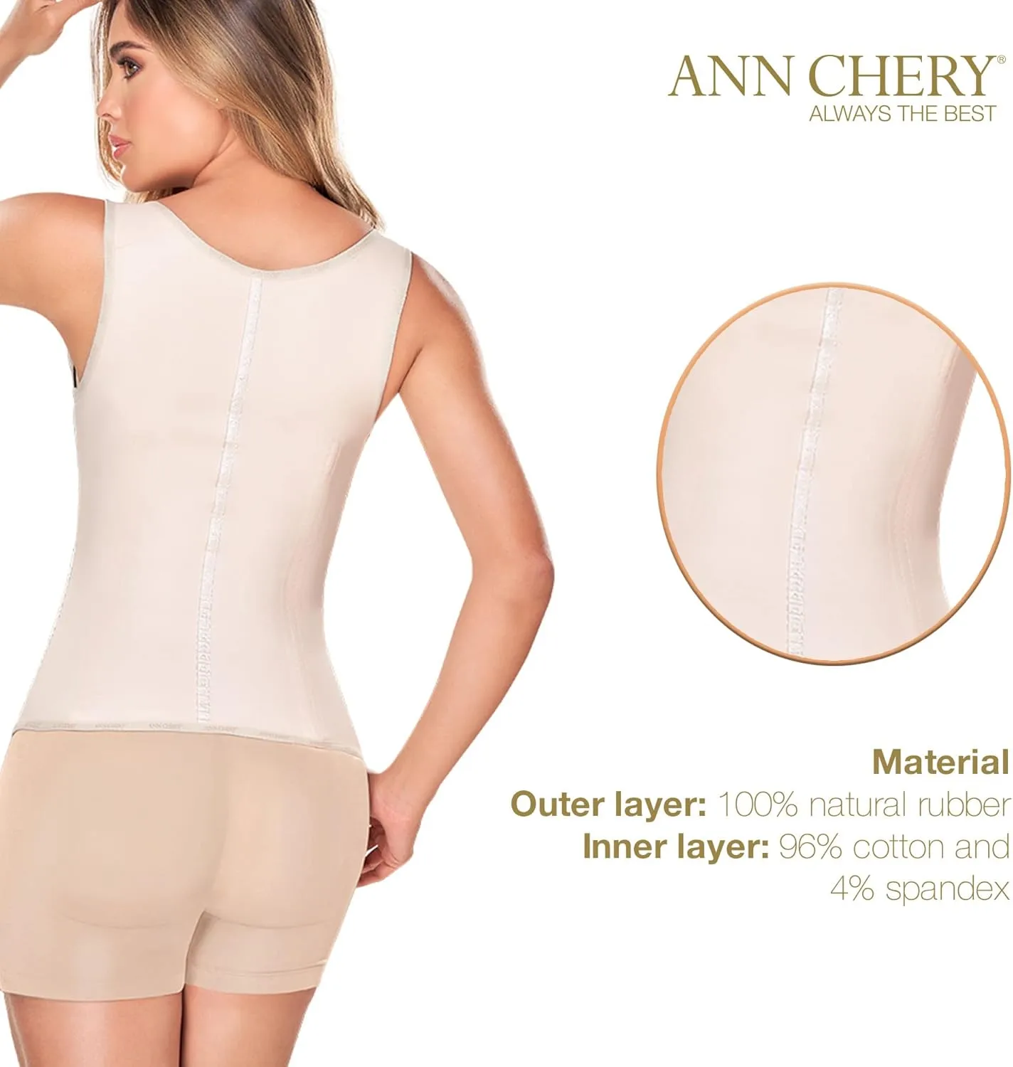 Ann Chery Corset Waist Trainer for Women’s Weight Loss - Colombian Waist Cincher With Straps - 3 Hook Vest Body Shaper
