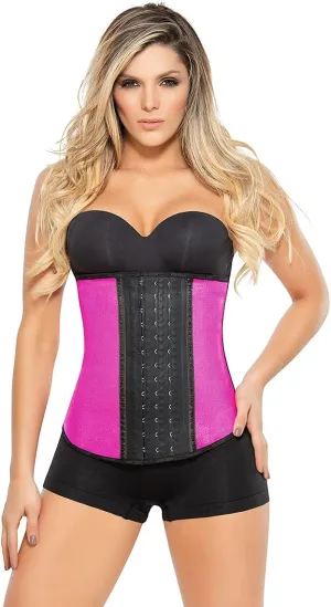 Ann Chery Waist Trainer and Shaper - Black 3 Hook Latex Waist Cincher Belt ((Waist 23,5-25,5 Inch) X-Small / 30, Pink-Metallic)