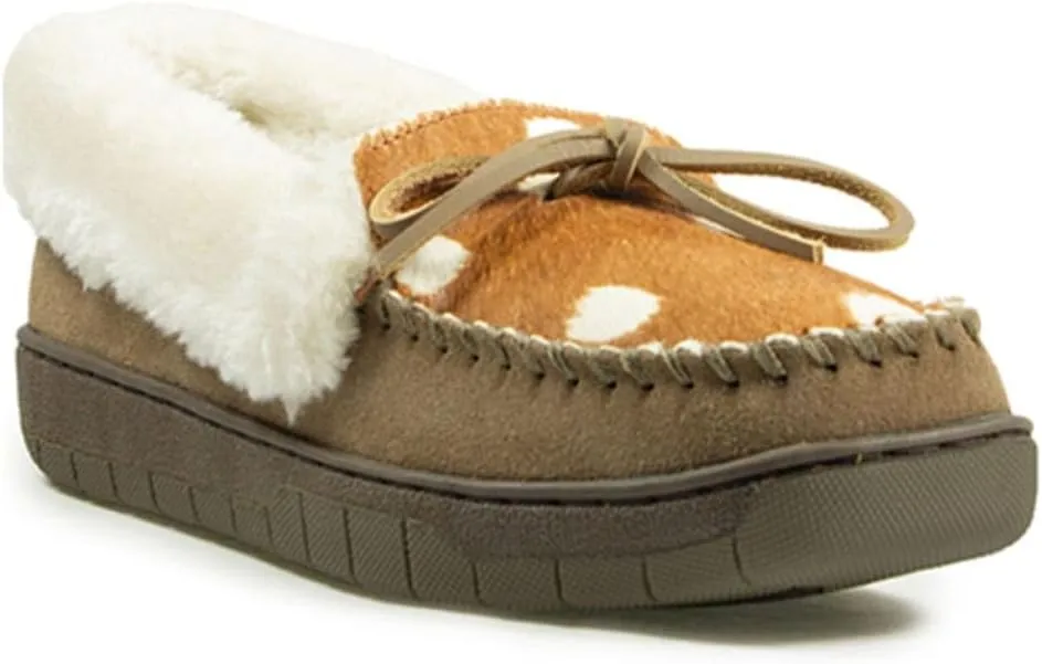 ARIAT Women's Ivy Moccasin - Genuine Suede Leather Moc Toe Slip-On Style Black Laces Rubber Outsole Slippers