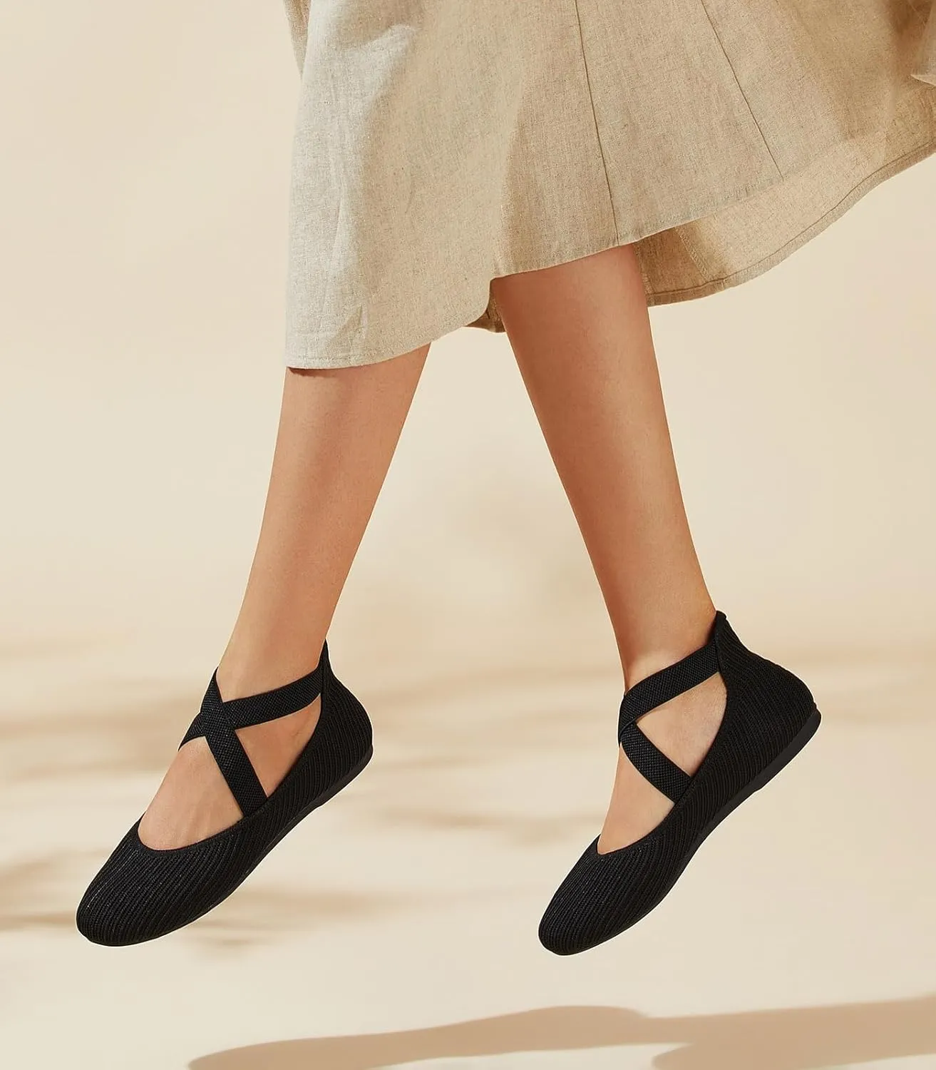 Arromic Flats for Women Round Toe Ballet Flats with Ankle Straps Ballerina Flat Shoes Women Dressy Comfortable for Work Wedding Office Casual