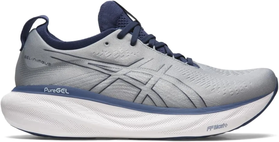 Asics Men's Gel-Nimbus 25 Running Shoes, 7.5, Sheet Rock/Indigo Blue