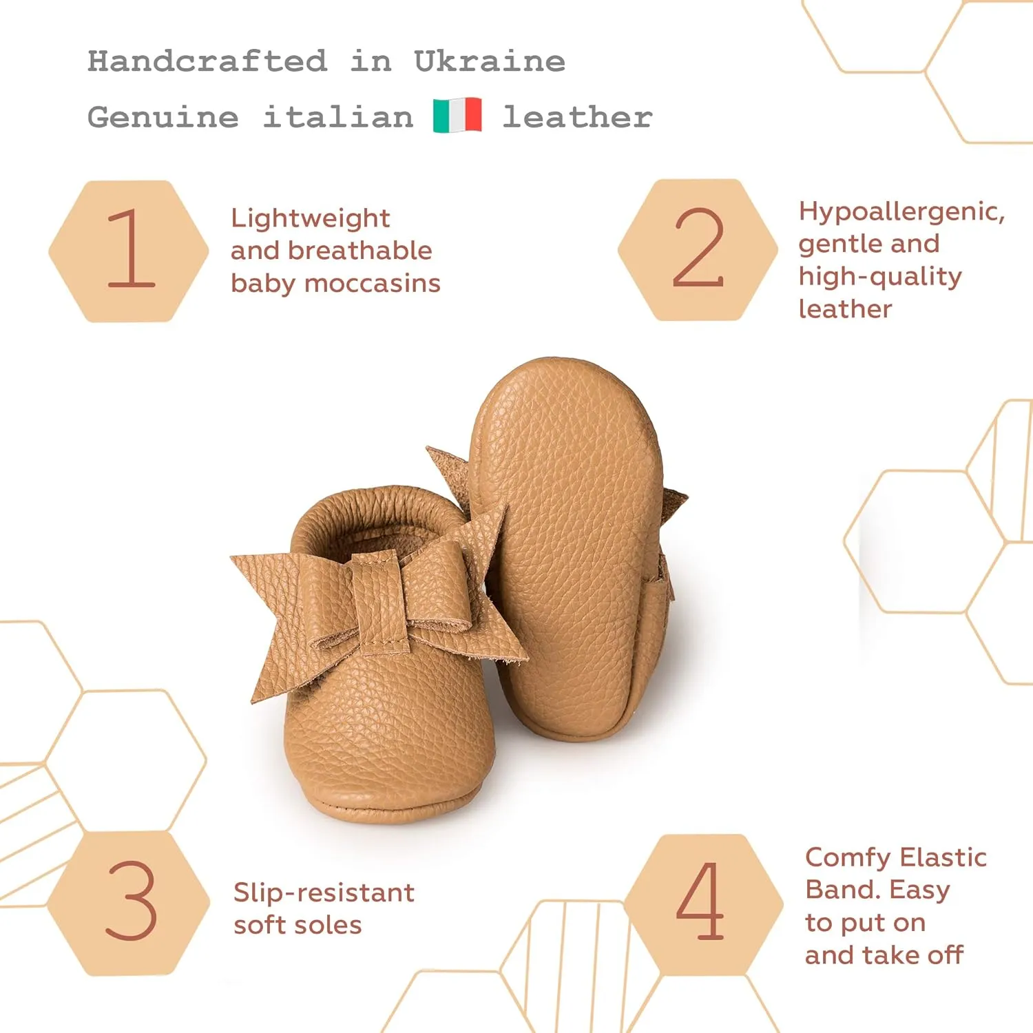 Baby Girl Shoes Moccasins with Bow (Italian Leather) Soft Sole for Girls | Crib, Infants, Babies, Toddlere, Newborn, Walking