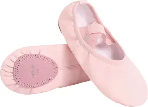 Ballet Shoes for Women PU Ballet Shoes for Toddler Girls Children Dance Shoe Leather Ballet Flats Kids Soft Sole Gymnastics Shoes Dancing Slippers(Pink,35(Foot 22.5cm))