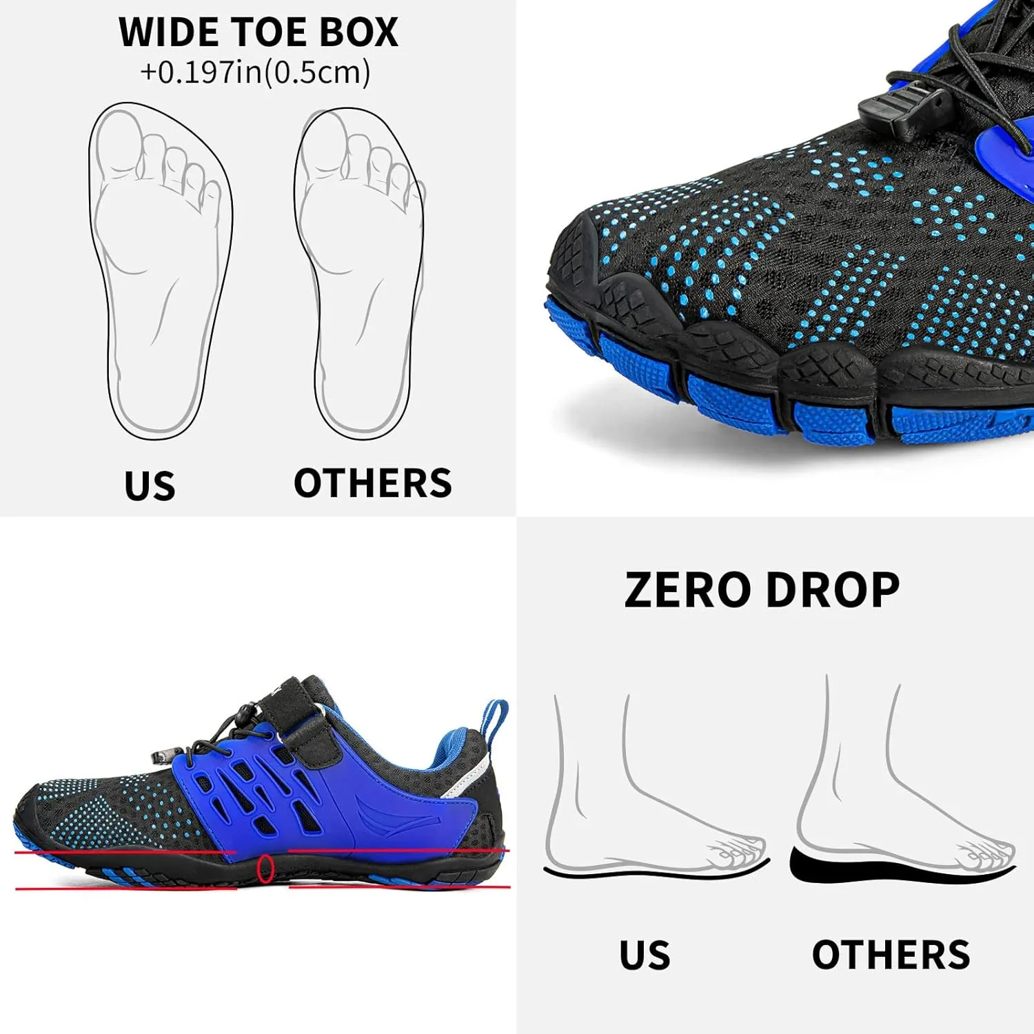 Barefoot Shoes Men Minimalist Cross-Trainer | Wide Toe Zero Drop Shoes for Wrestling Boxing Weightlifting Walking Fitness Trail Running Gym Training