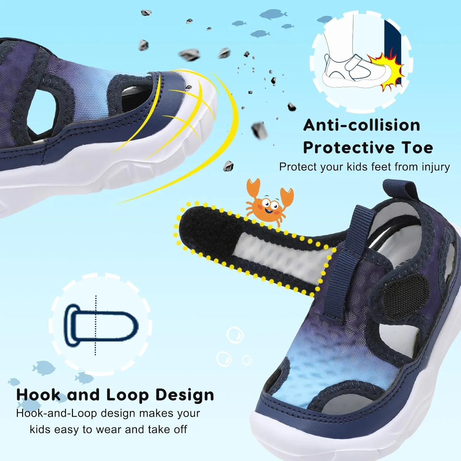 BARERUN Kids Water Shoes Boys Girls Barefoot Aqua Socks for Swim Surf Pool Beach Sport Lightweight Breathable Sandal Athletic Slip-On Sneaker for Toddler Outdoor Indoor