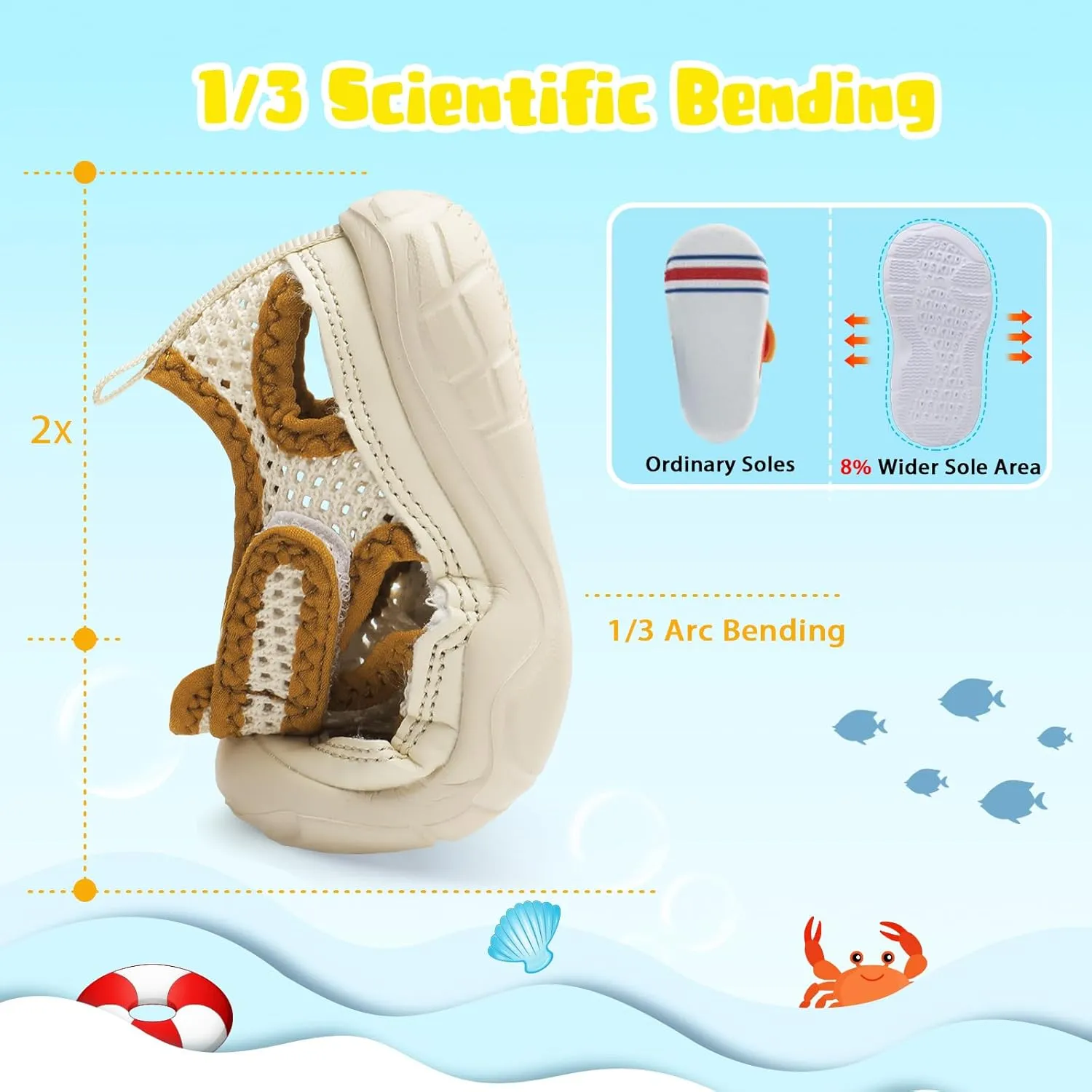 BARERUN Kids Water Shoes Boys Girls Barefoot Aqua Socks for Swim Surf Pool Beach Sport Lightweight Breathable Sandal Athletic Slip-On Sneaker for Toddler Outdoor Indoor