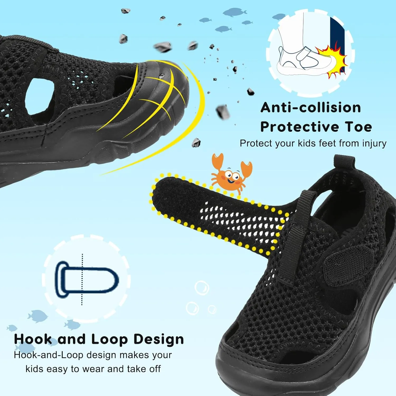 BARERUN Kids Water Shoes Boys Girls Barefoot Aqua Socks for Swim Surf Pool Beach Sport Lightweight Breathable Sandal Athletic Slip-On Sneaker for Toddler Outdoor Indoor