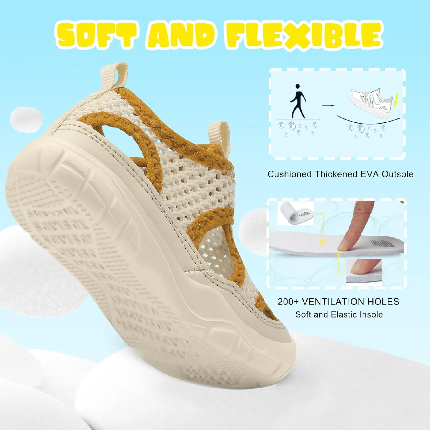BARERUN Kids Water Shoes Boys Girls Barefoot Aqua Socks for Swim Surf Pool Beach Sport Lightweight Breathable Sandal Athletic Slip-On Sneaker for Toddler Outdoor Indoor
