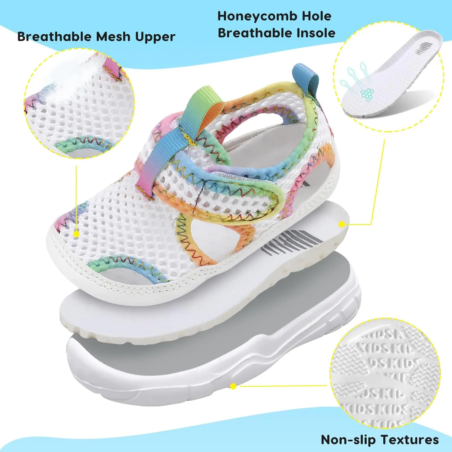 BARERUN Kids Water Shoes Boys Girls Barefoot Aqua Socks for Swim Surf Pool Beach Sport Lightweight Breathable Sandal Athletic Slip-On Sneaker for Toddler Outdoor Indoor