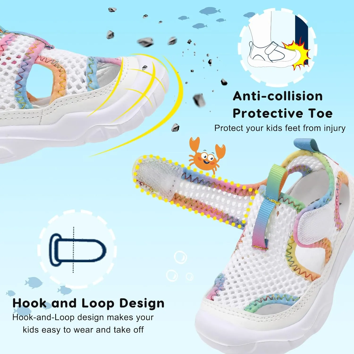 BARERUN Kids Water Shoes Boys Girls Barefoot Aqua Socks for Swim Surf Pool Beach Sport Lightweight Breathable Sandal Athletic Slip-On Sneaker for Toddler Outdoor Indoor