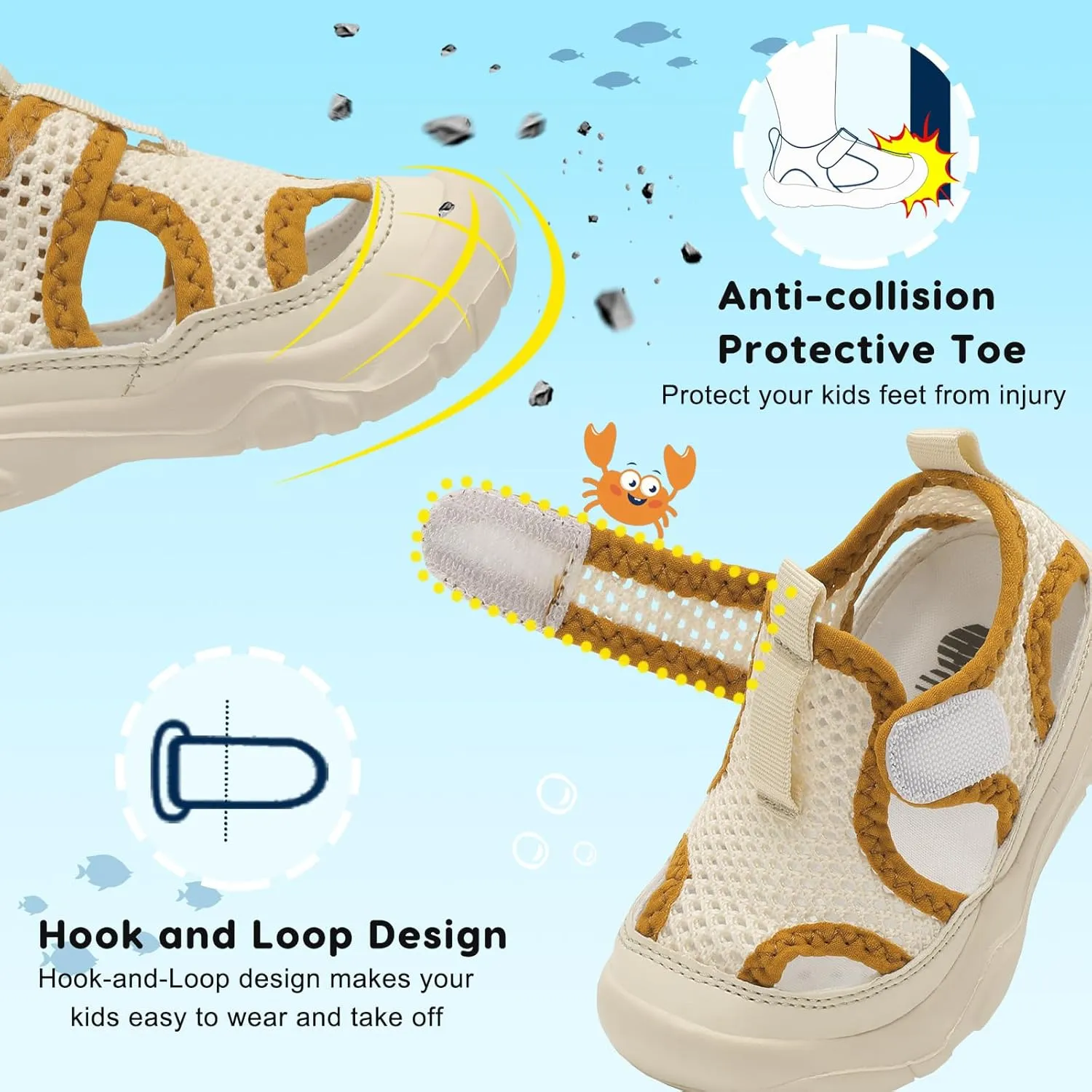 BARERUN Kids Water Shoes Boys Girls Barefoot Aqua Socks for Swim Surf Pool Beach Sport Lightweight Breathable Sandal Athletic Slip-On Sneaker for Toddler Outdoor Indoor