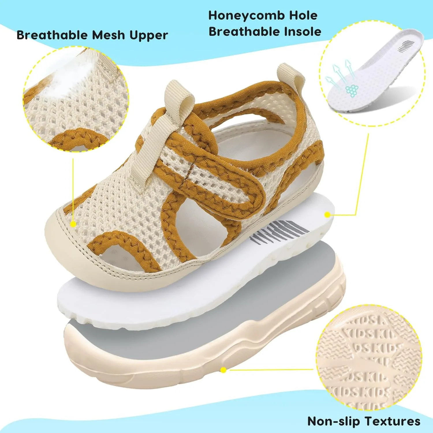 BARERUN Kids Water Shoes Boys Girls Barefoot Aqua Socks for Swim Surf Pool Beach Sport Lightweight Breathable Sandal Athletic Slip-On Sneaker for Toddler Outdoor Indoor