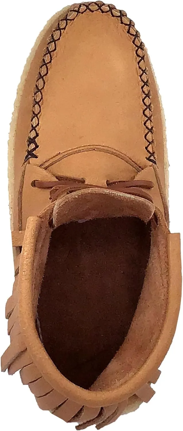 Bastien Industries Women's Moose Hide Leather Fringe Ankle Moccasin Boots
