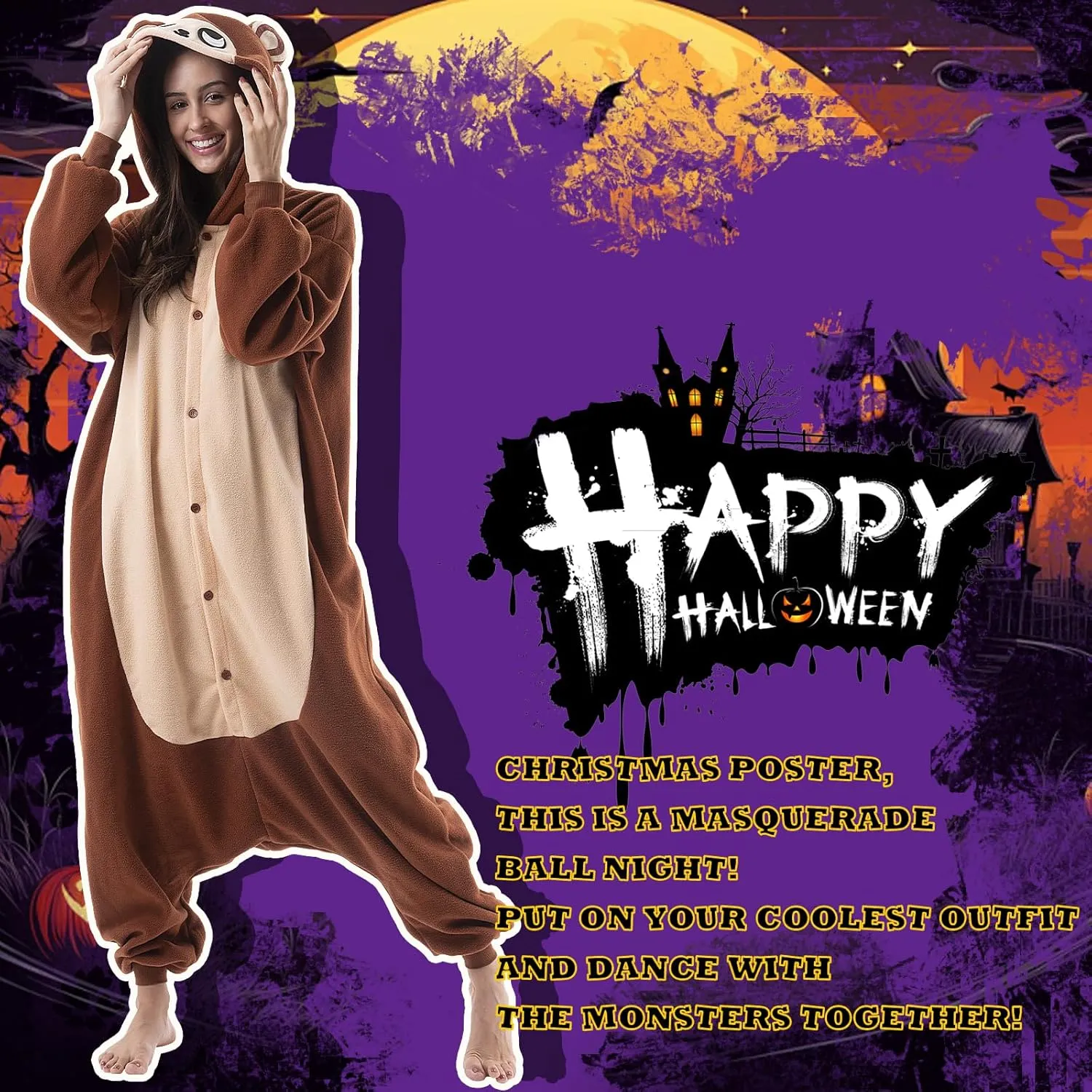Beauty Shine Unisex Adult Onesie One Piece Pajamas Cosplay Cartoon Costume Halloween Christmas Sleepwear Jumpsuit Homewear