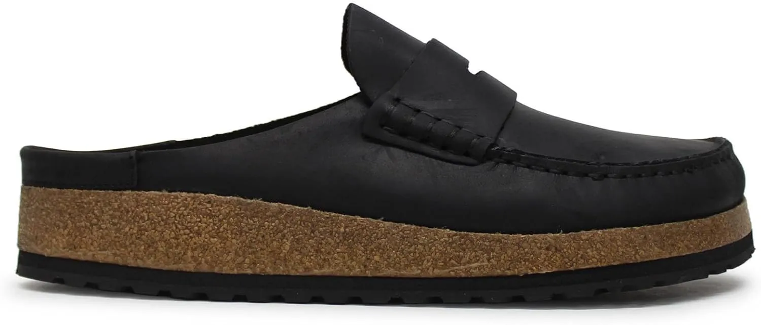 Birkenstock Naples Oiled Leather Clogs - Moccasin Comfort with Striking Stitching, Oiled Nubuck Leather, and Cushioned Cork-Latex Footbed