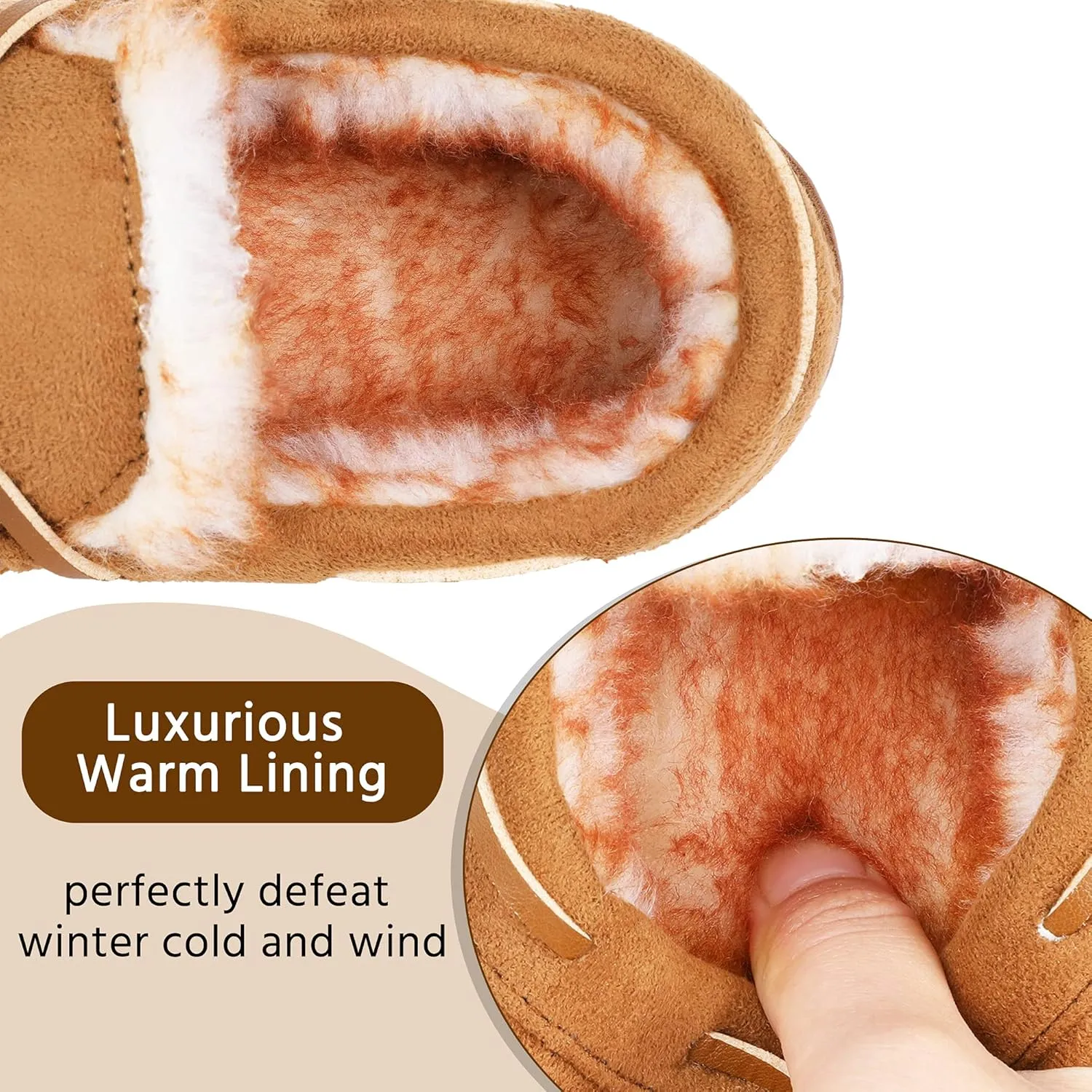 Boys & Girls Memory Foam Moccasin Slippers - Furry Plush Lining, Non-Slip Indoor/Outdoor for Big Kids, Little Kids & Toddler