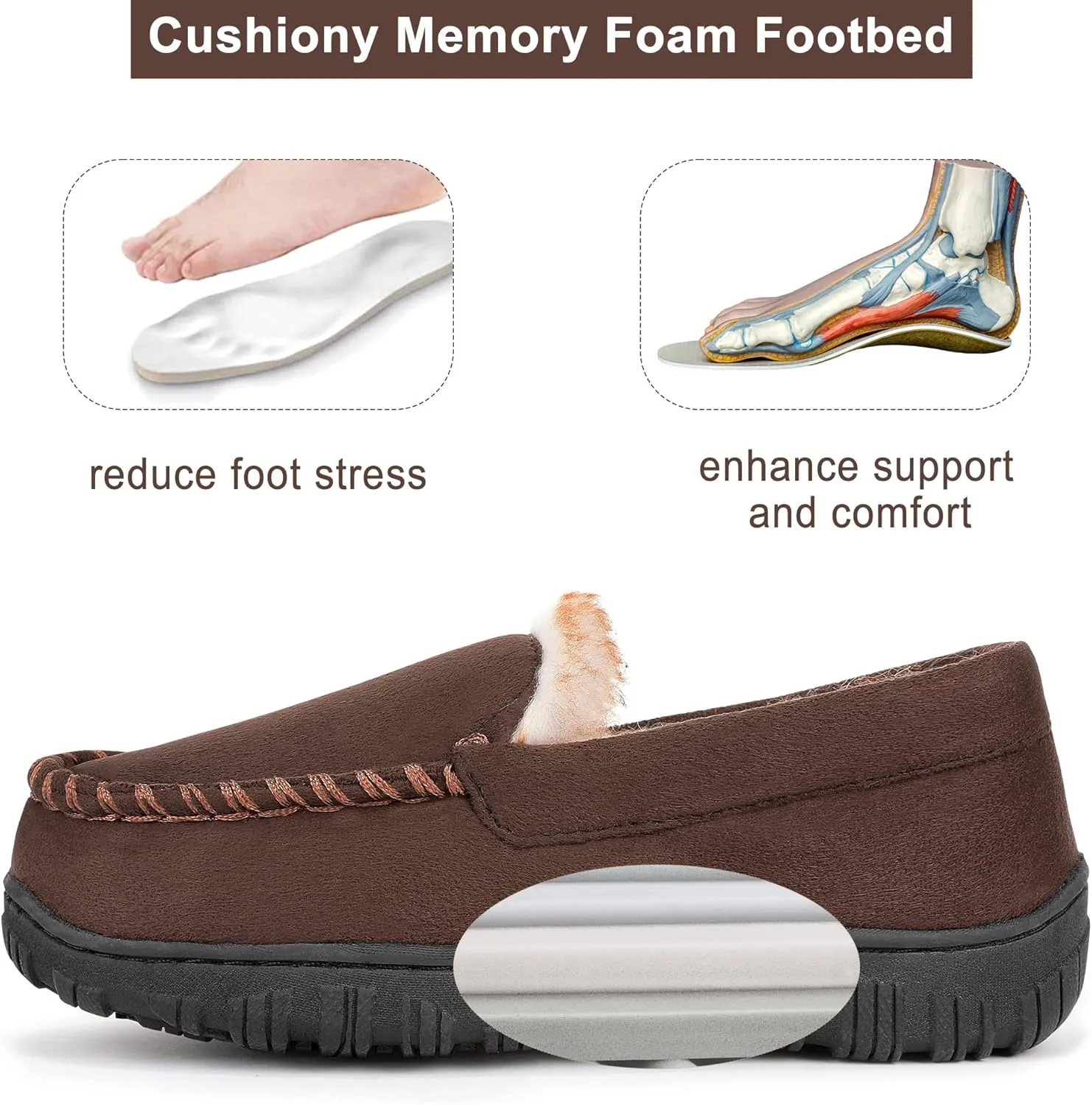 Boys & Girls Moccasin Memory Foam Kids House Slippers - Nonslip Indoor & Outdoor