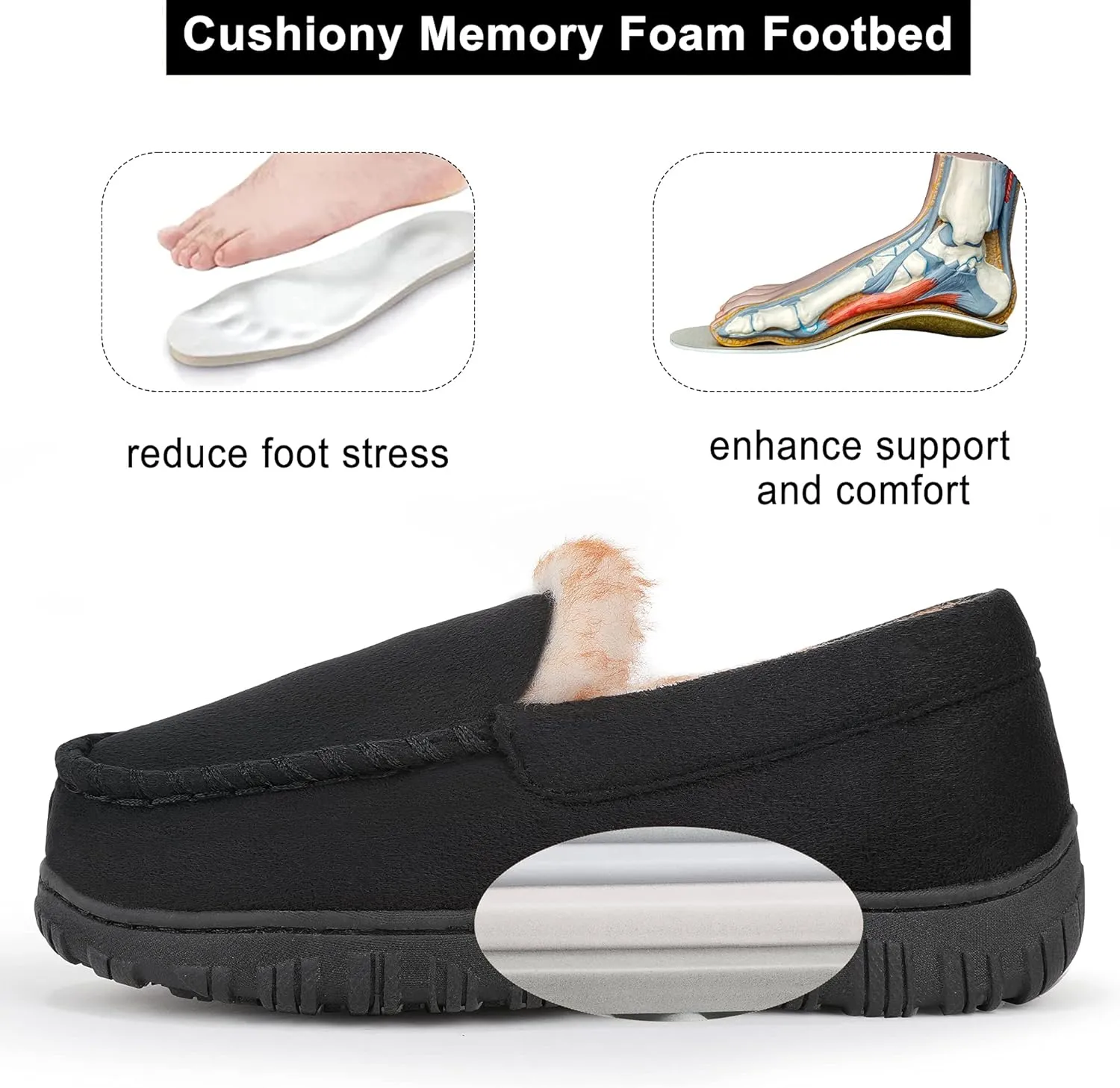 Boys & Girls Moccasin Memory Foam Kids House Slippers - Nonslip Indoor & Outdoor